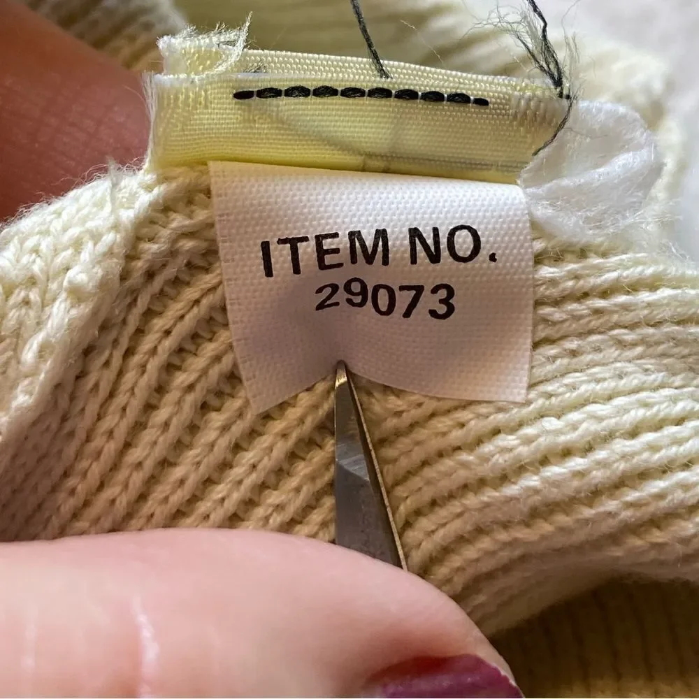 Eddie Bauer Very Pale Yellow Long Sleeve Crew Neck Knit Sweater Size Large - Picture 5 of 11